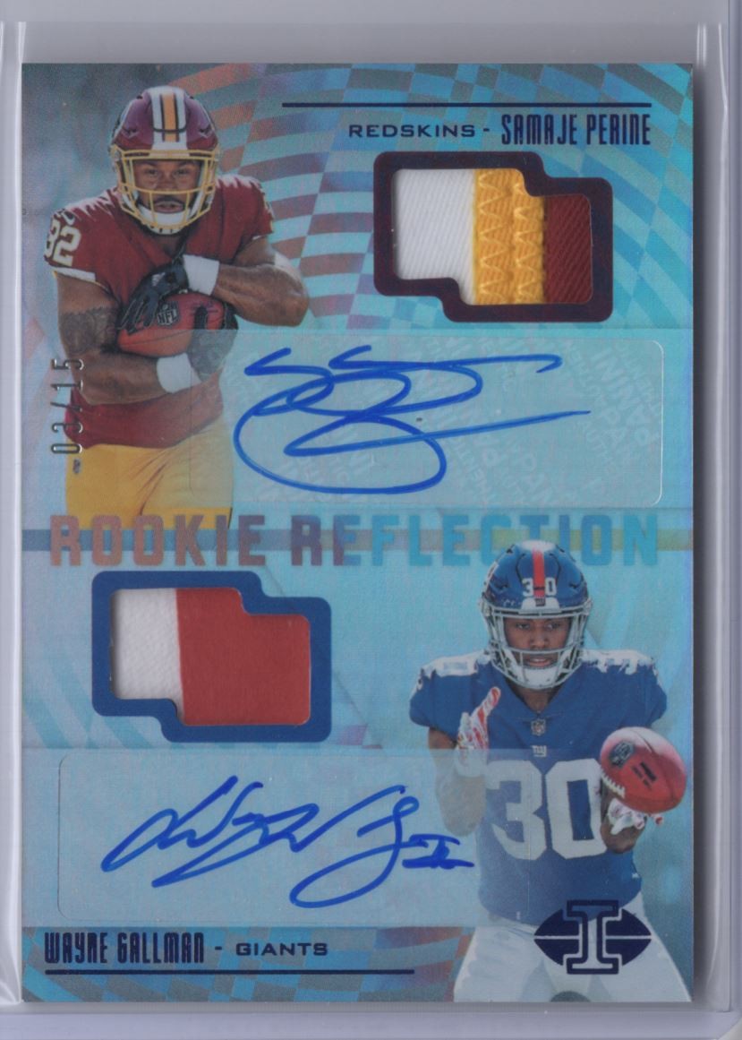2017 Panini Illusions Rookie Reflection Dual Card Samaje Perine Wayne Gallman