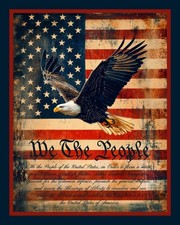 We The People Digital Eagle Flag Panel - 100 Cotton Fabric