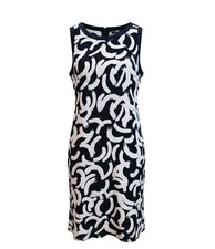 GAP Dress Medium Shift Sheath Navy Blue White Abstract Print Keyhole Back Knit M