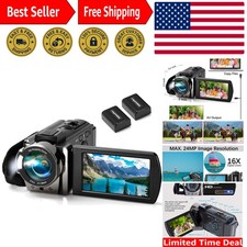 Versatile 24MP Camcorder - 2 Batteries, Webcam Function, 3" LCD, Compact Design