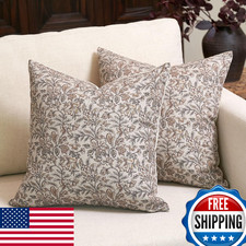 Amor Virisso Floral Throw Pillow Covers 24x24 Set of 2 Vintage Block Print Pillo