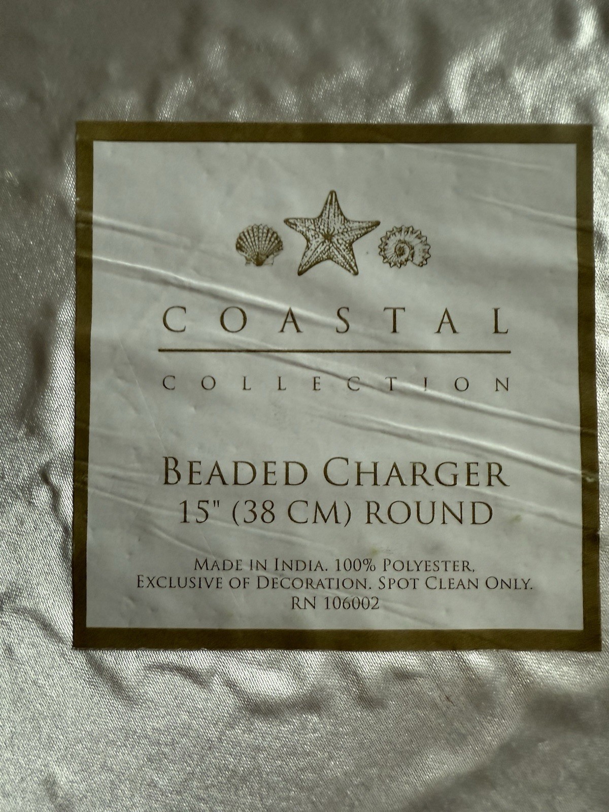 Set Of 2 Coastal Collection Colorful Crab Beaded  15” Placemat Charger NEW India