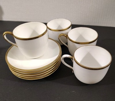 4 teacup and saucers. Noritake Goldena. Made in Nippon. No chips. Some wear.
