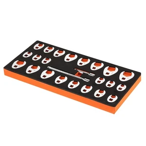 Ensemble de clés Uimoso Crowfoot 3/8" Drive 24-Piece Ensemble de clés de pied de foules SAE Métrique