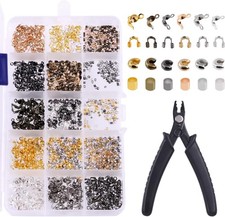 1501Pcs Brass Tube Crimp Beads - 4 Styles, 6 Colors with Knot Covers for DIY Jew