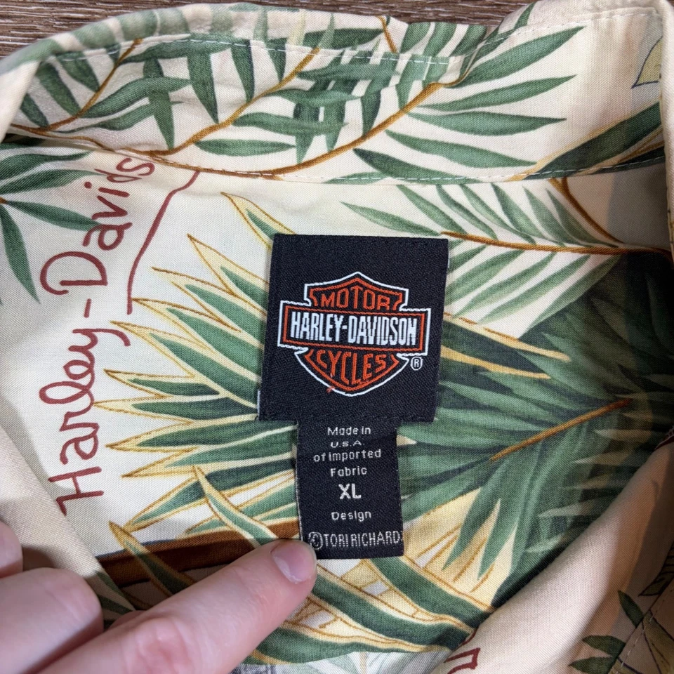Camisa abotonada Harley Davidson Tori Richard Tropical para motocicleta XL motociclista Foto 3 de 4