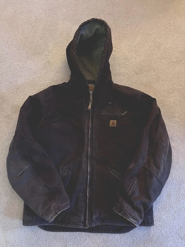 Vintage Carhartt dunkelbraune langärmlige Herrenjacke mit Kapuze und durchgehendem Reißverschluss Größe xlarge - Bild 1 von 3