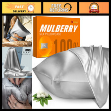 100 Mulberry Silk Pillowcase 22 Momme Zippered Cover for Hair  Skin, Standard