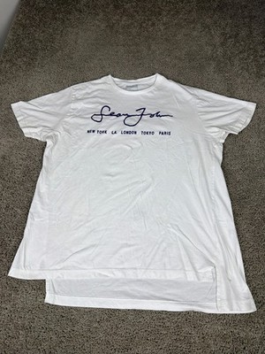 Sean John Shirt Mens 2XL White Graphic Short Sleeve Cotton Crewneck Tee READ