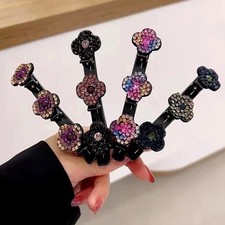 Double Layer Rhinestone Hair Clips for Bangs Side Parting and Lazy Hair Set