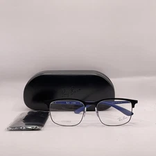 Ray Ban Mens Square Semi Rim Browline Eyeglasses RB6518 Black/Blue