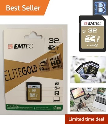 Fast and Reliable Elite Gold 32GB SDHC - Class 10 Memory Card, Drop Proof