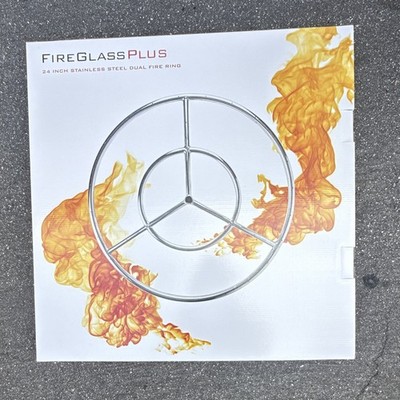 Fireglass Plus 24in Stainless Steel Dual Gas Fire Ring Silver FGP-R-24