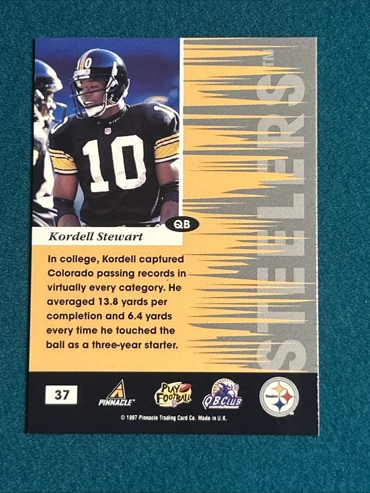 1997 Pinnacle Inscriptions Artist Proof Kordell Stewart #37 Pittsburgh - NrMint - Image 2 of 2