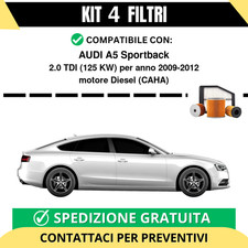 Kit 4 Filtri Tagliando per AUDI A5 Sportback 2.0 TDI 125 kw Diesel 2009-2012