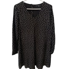 Madewell Black Star 100 Silk Dress Women's XS Black Whimsygoth Fairy Babydoll