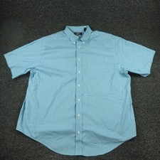 Roundtree  Yorke TravelSMART Shirt Mens Big 2X Blue Check Short Sleeve