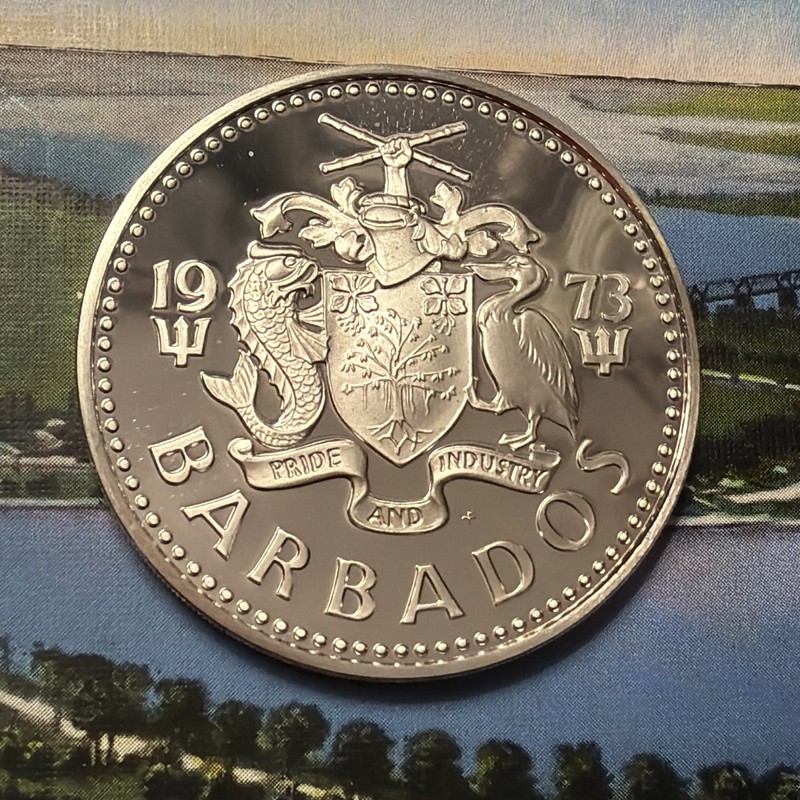 1973 Barbados $5 Silver Proof 🇧🇧