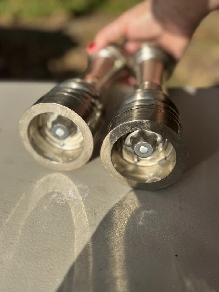 Crate and Barrel Professional Salt & Pepper Mill Set Chrome - Image 4 of 4