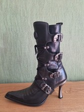 New Rock Black Leather Heeled Boots EU 39 | Gothic / Alternative | Excellent