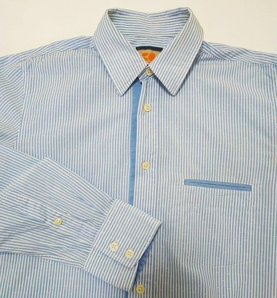 Men Hugo Boss Shirt Blue Cotton 36 / S / 44