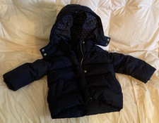 Baby Gap Girls Down Puffer Hooded Jacket Winter Blue Coat Sz 2 Years