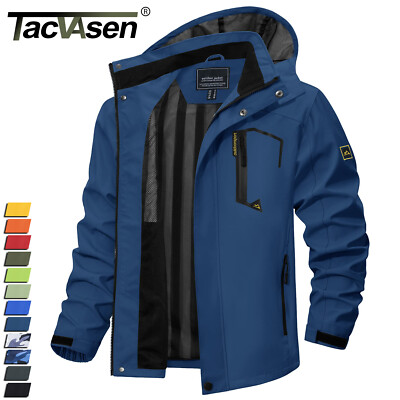 Men's Outdoor Hiking Jacket Windbreaker Waterproof Lightweight Hooded Work Coat