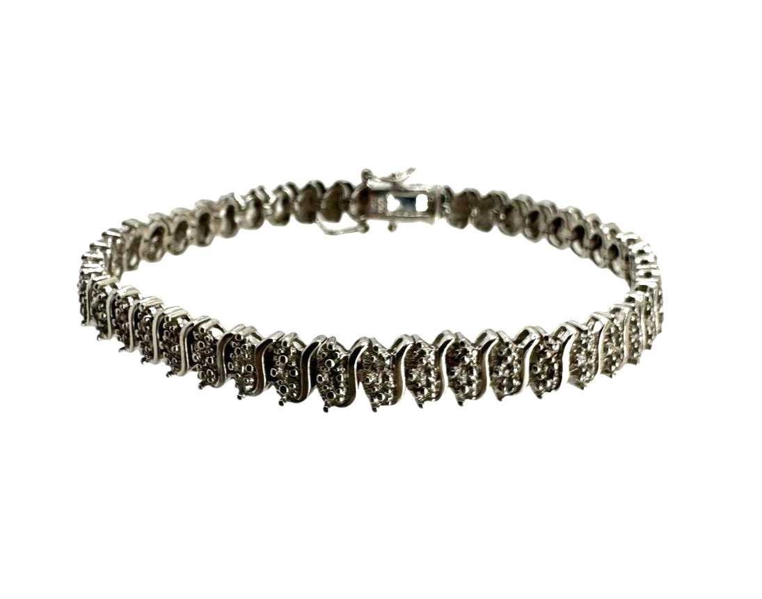 RSE Solid Sterling Silver Diamond Accent Tennis B… - image 1