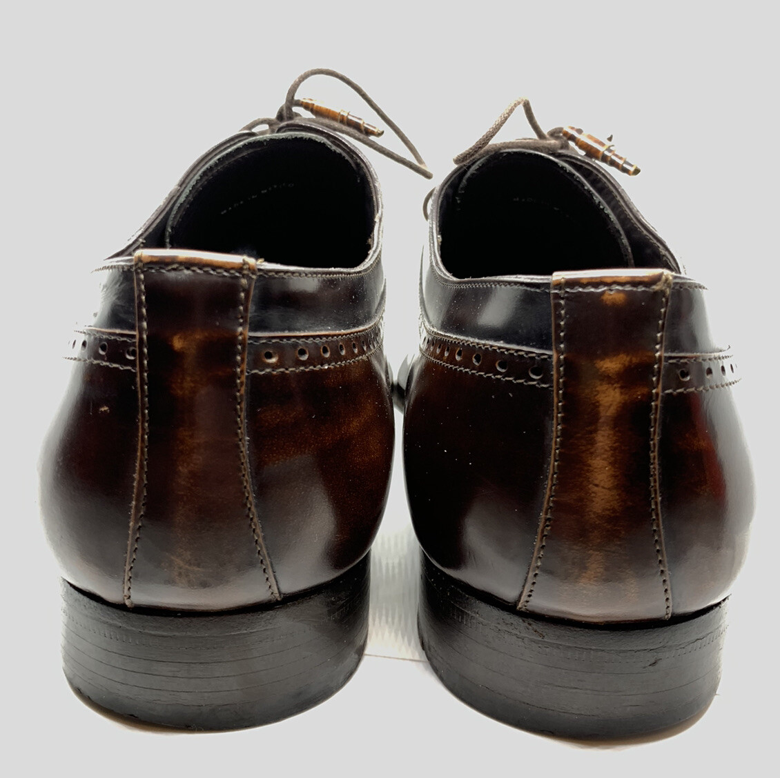 Mezlan 1968 Brown Leather Almond Toe Oxford Shoes Size 12 M Mezlan Polished Leather Cap Toe 1968 Brown Oxford Mens 10.5  main image 4
