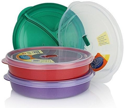 (Set of 3) Chef'S 1St Choice Microwave Food Storage Tray Containers - 3 Section 