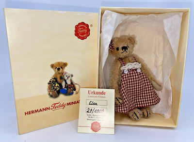 Hermann Teddy Original Ltd Edition Mohair Miniatur Bär - ''Elsa'' - 11 cm - Originalverpackt