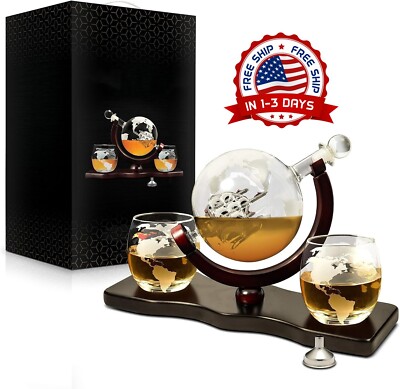 Juego de decantador de whisky con forma de globo grabado y mango ergonómico NEW