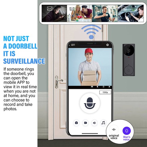 Smart Wireless WiFi Video Doorbell Security Ring Phone Camera Door Bell Intercom - Picture 3 of 14