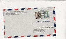 Aviation Comm/FDC - PANAM - Prague to Brussels - 1946 (AV23)