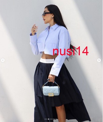 Jupe évasée Zara - Bleu Clair à Motifs Chevron Métallique, Taille XS, 100% Coton - Neuf Avec étiquettes