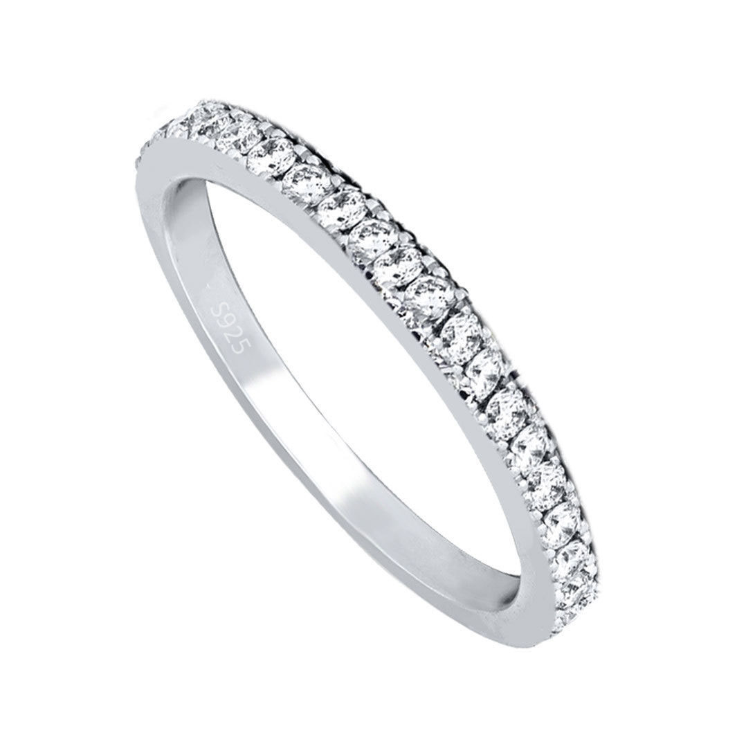 Eternity Ring 25th Anniversary Diamond Ring Women's 925 Solid