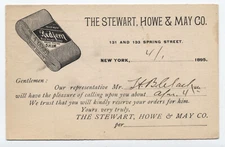 1895 New York postal card Stewart, Howe & May co ad [h.6312]