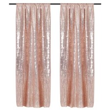 Rose Gold 2FT X 8FT Sparkly Sequin Backdrop Curtains 2 Panels for Wedding Par...