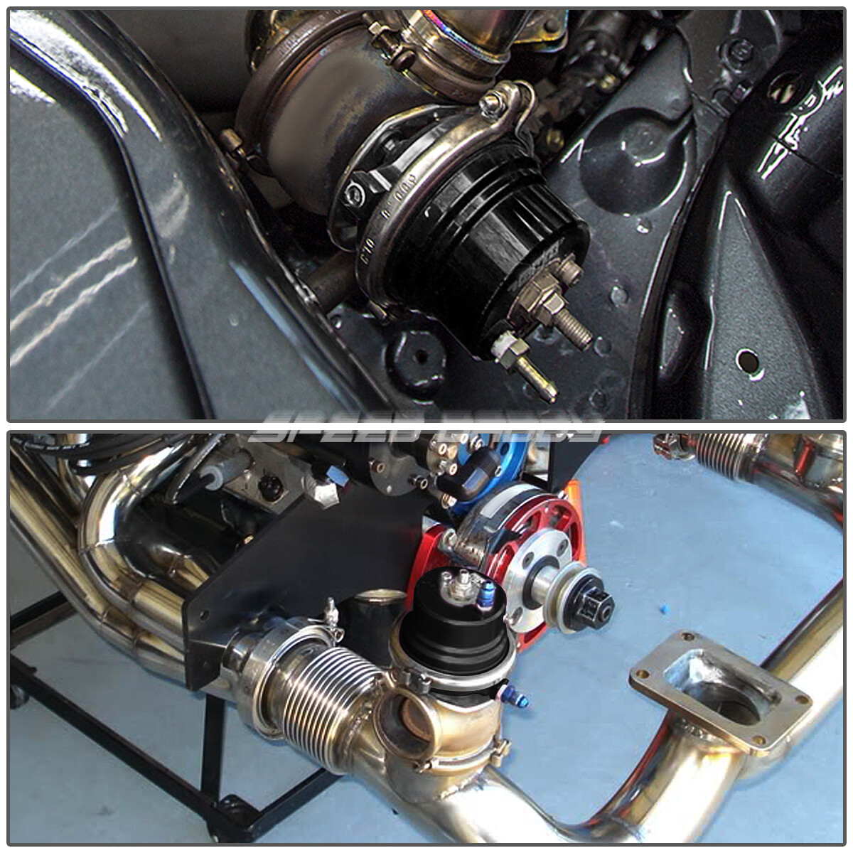 UNIVERSAL EXTERNAL 60MM ALUMINUM VBAND BLACK WASTEGATE EXHAUST+12PSI