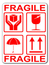 ETIQUETTES ADHESIVES FRAGILE EXPEDITION COLIS Résistante à l'eau 90x70mm
