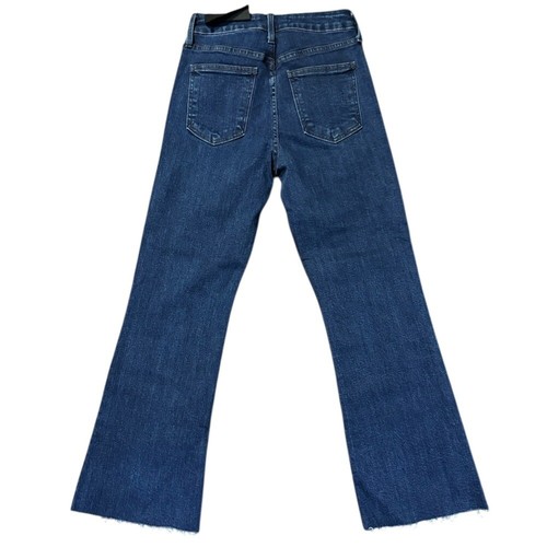 Just Black Crop Dark Denim Jeans Scissor Cut Crop Flare Raw Hem Size 26 NWT - Picture 7 of 13