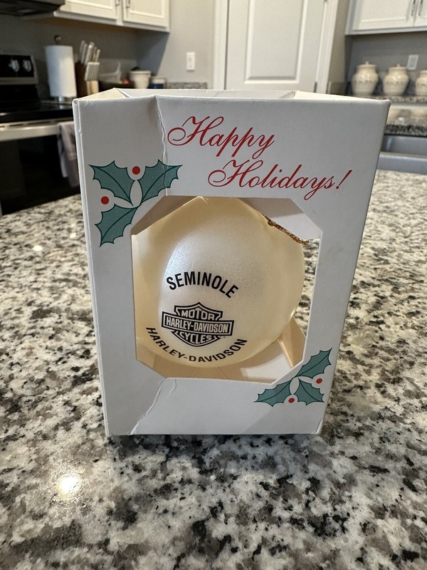 Happy Holidays! Harley Davidson Seminole Glass Ornament