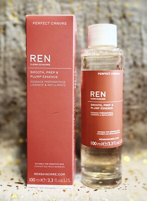 REN~Clean Skincare~Perfect Canvas~Smooth, Prep, & Plump Essence~100ml/3.3oz~NIB~