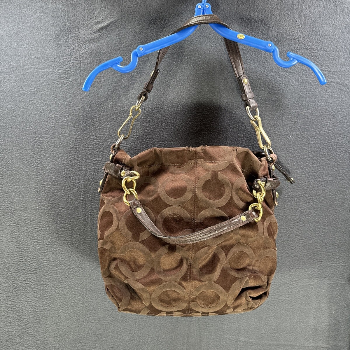 Coach Brooke Signature Canvas Leather Handbag Purse Chocolate