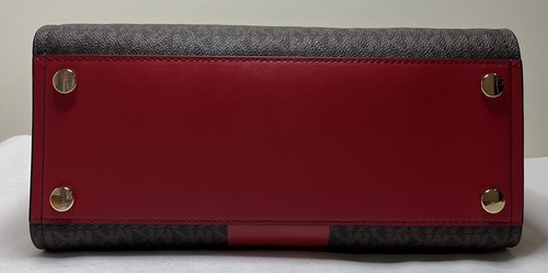 Michael Kors Marilyn MK LOGO BROWN RED Medium Satchel Shoulder Bag - Picture 8 of 15