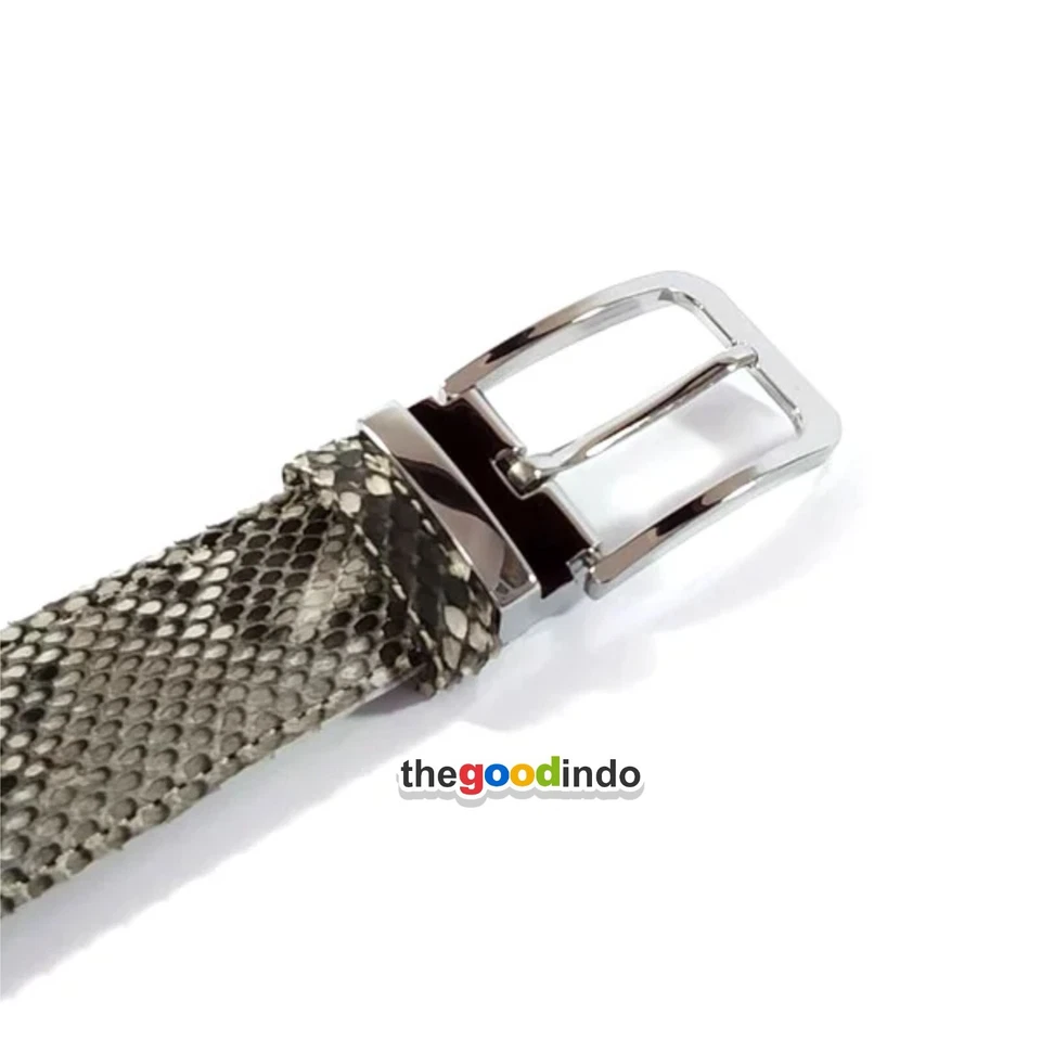 Cinturón de cuero genuino natural Pyth0n piel de serpiente para hombre 47 pulgadas Foto 3 de 4