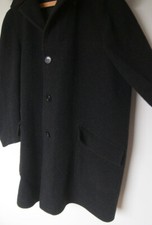 Vintage McGregor Sportswear Wollmantel mit Kapuze schwarz mit rotem Futter - Large