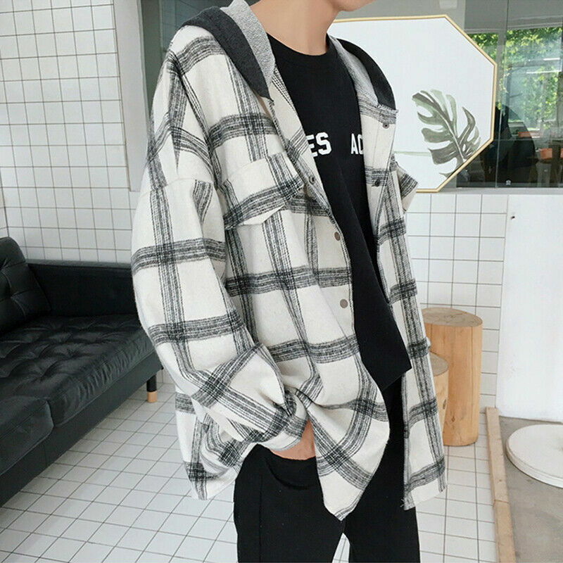 Mens Flannel Long Sleeve Check Shirt 