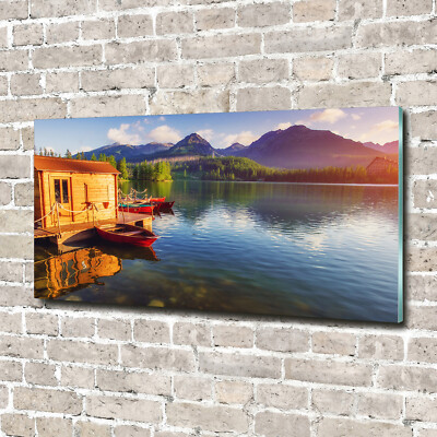 Wandbild aus Plexiglas  Druck auf Acryl 140x70 Landschaften See in den Bergen