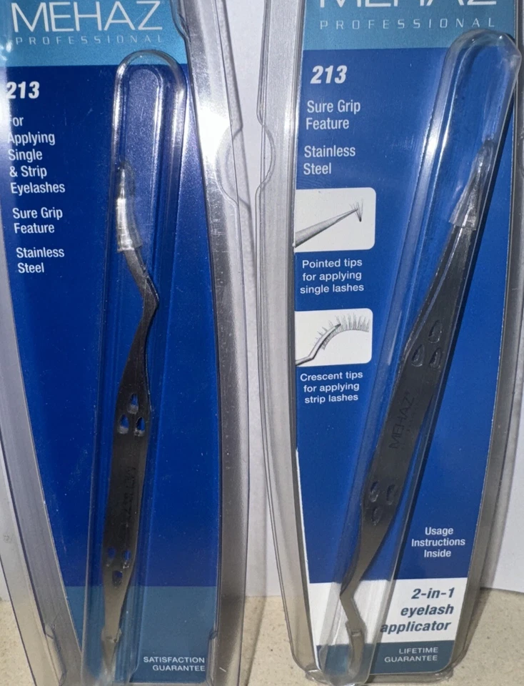 Aplicador de pestañas profesional de doble cara Mehaz - acero inoxidable **paquete de 2***** Foto 3 de 3